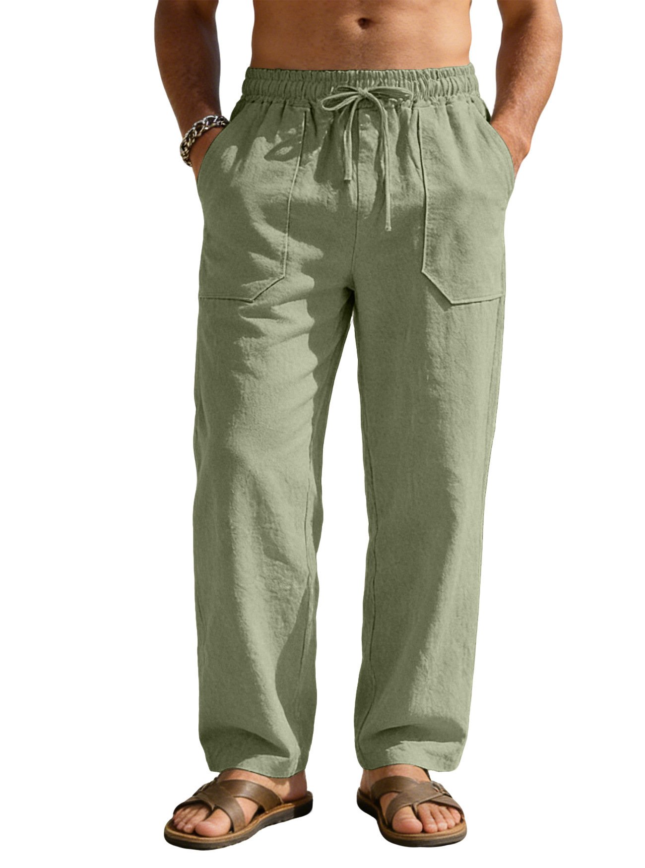 Men's Simple Cotton-Linen Loose-Flowing Wide-Leg Casual Instagram-Style Trousers - Image 3