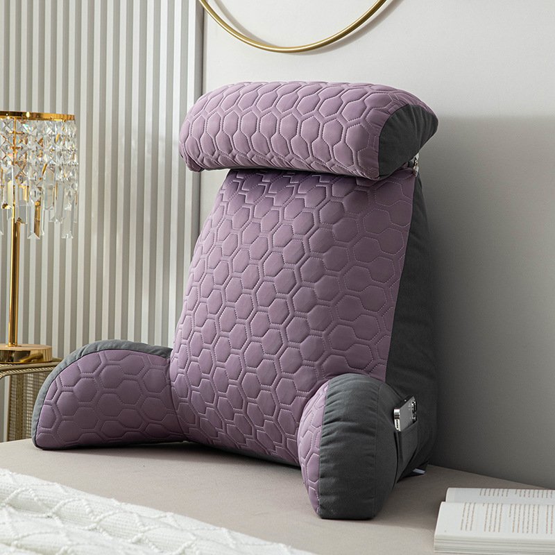 Ice Silk Reading Backrest Pillow with Arm Rest and Charcoal Bamboo Headrest - Image 9