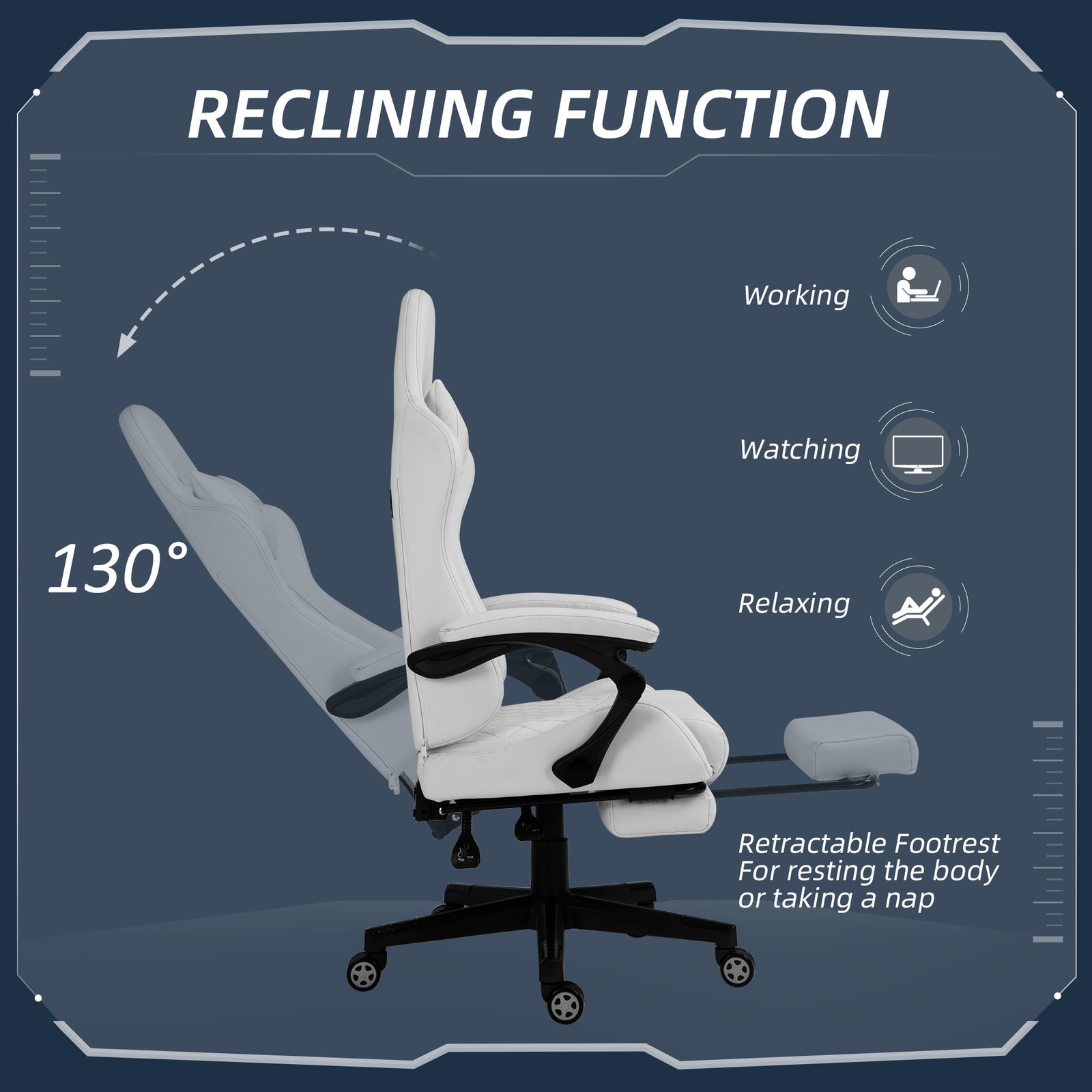 Master Royale Gaming Chair with Footrest, Lumbar Support & Reclining Backrest - Image 8