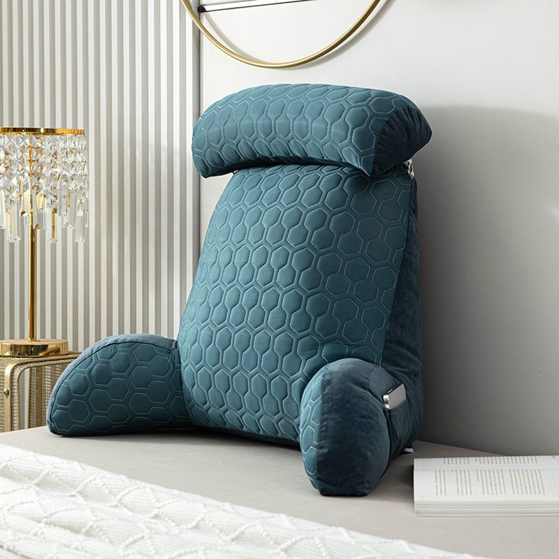 Ice Silk Reading Backrest Pillow with Arm Rest and Charcoal Bamboo Headrest - Image 5