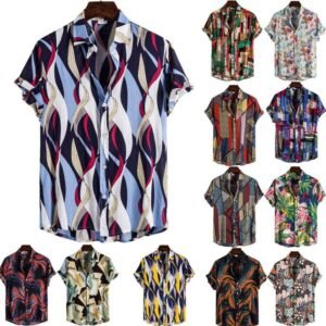 Style Silk-Like Cotton Short-sleeved Button Down Men Shirt
