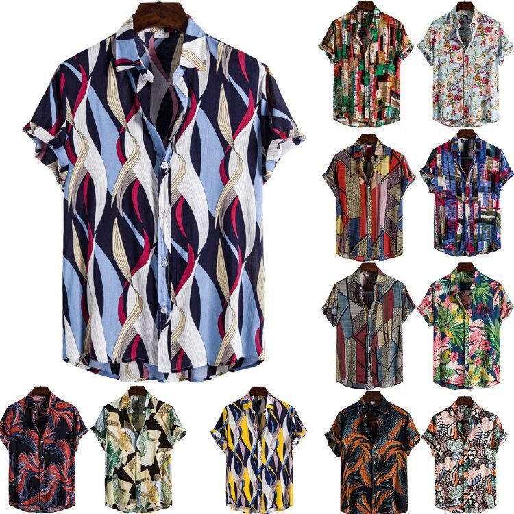 Style Silk-Like Cotton Short-sleeved Button Down Men Shirt