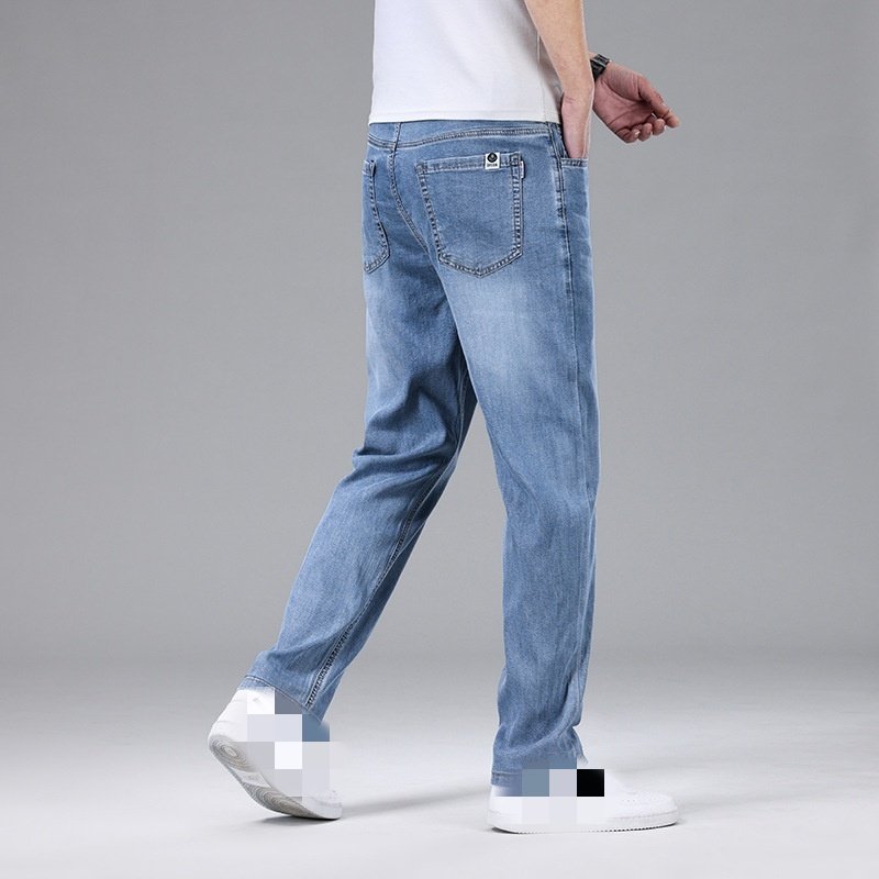 Loose Straight Leg Washed Lyocell Light Blue Men Denim Jeans - Image 7