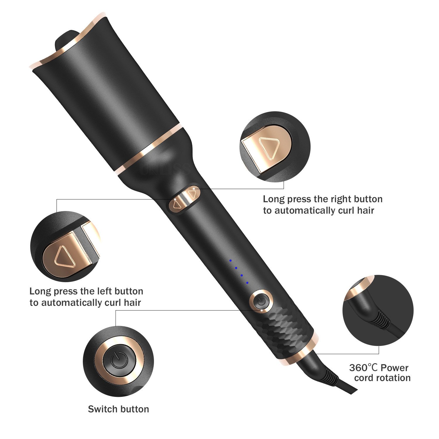 Mane Luxe Automatic Spiral Barrel Curling Iron - Image 2