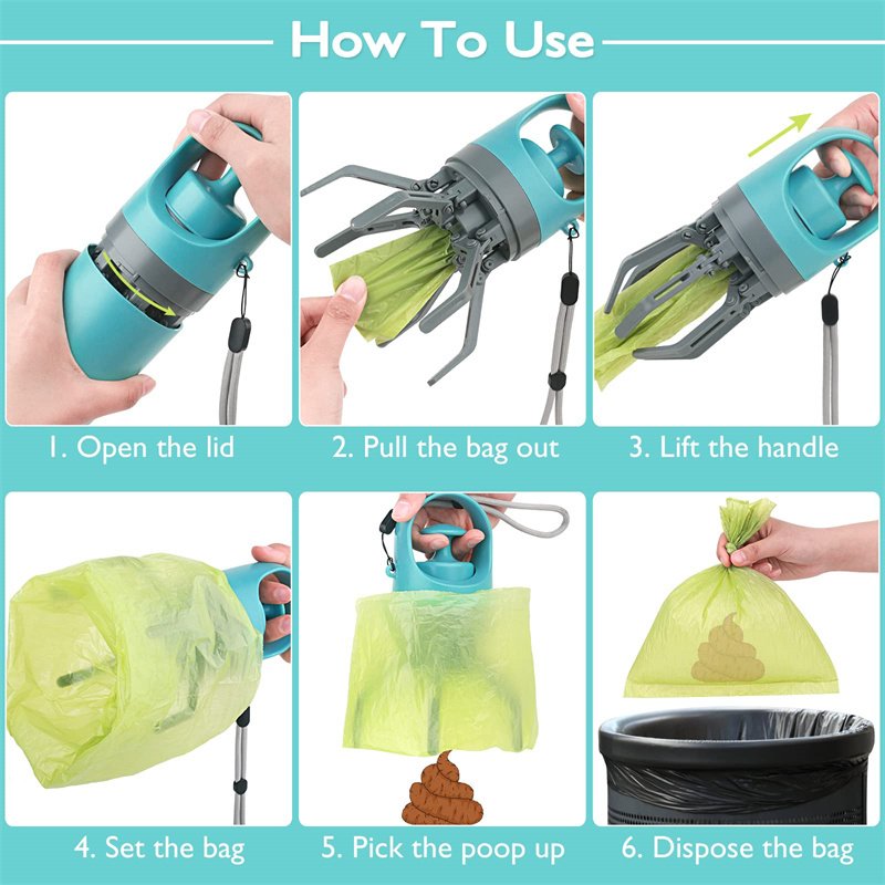 CleanPoo Portable Dog Pooper Scooper with Built In Waste Bag Dispenser | One Hand Pet Waste Pickup Tool - Image 4