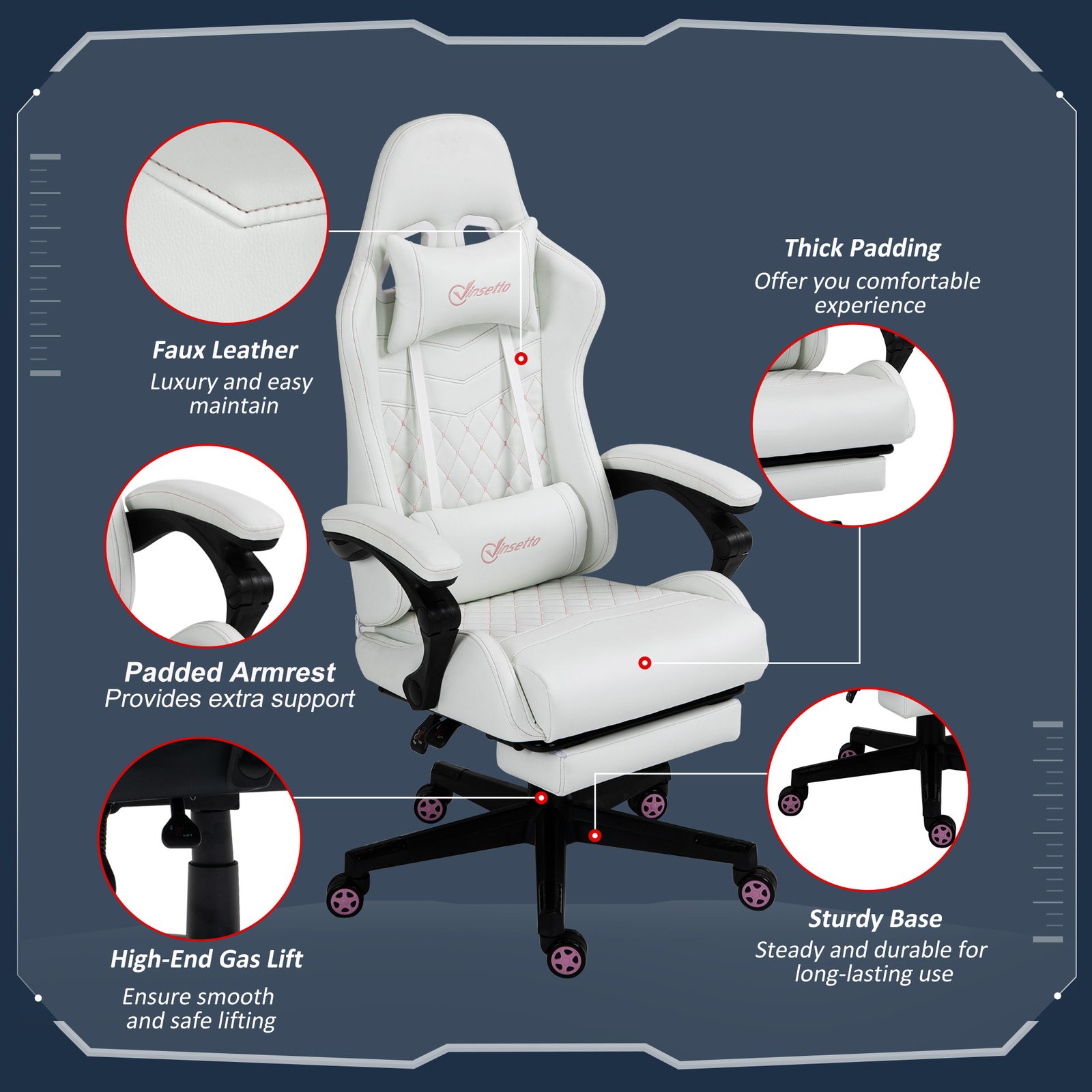 Master Royale Gaming Chair with Footrest, Lumbar Support & Reclining Backrest - Image 3