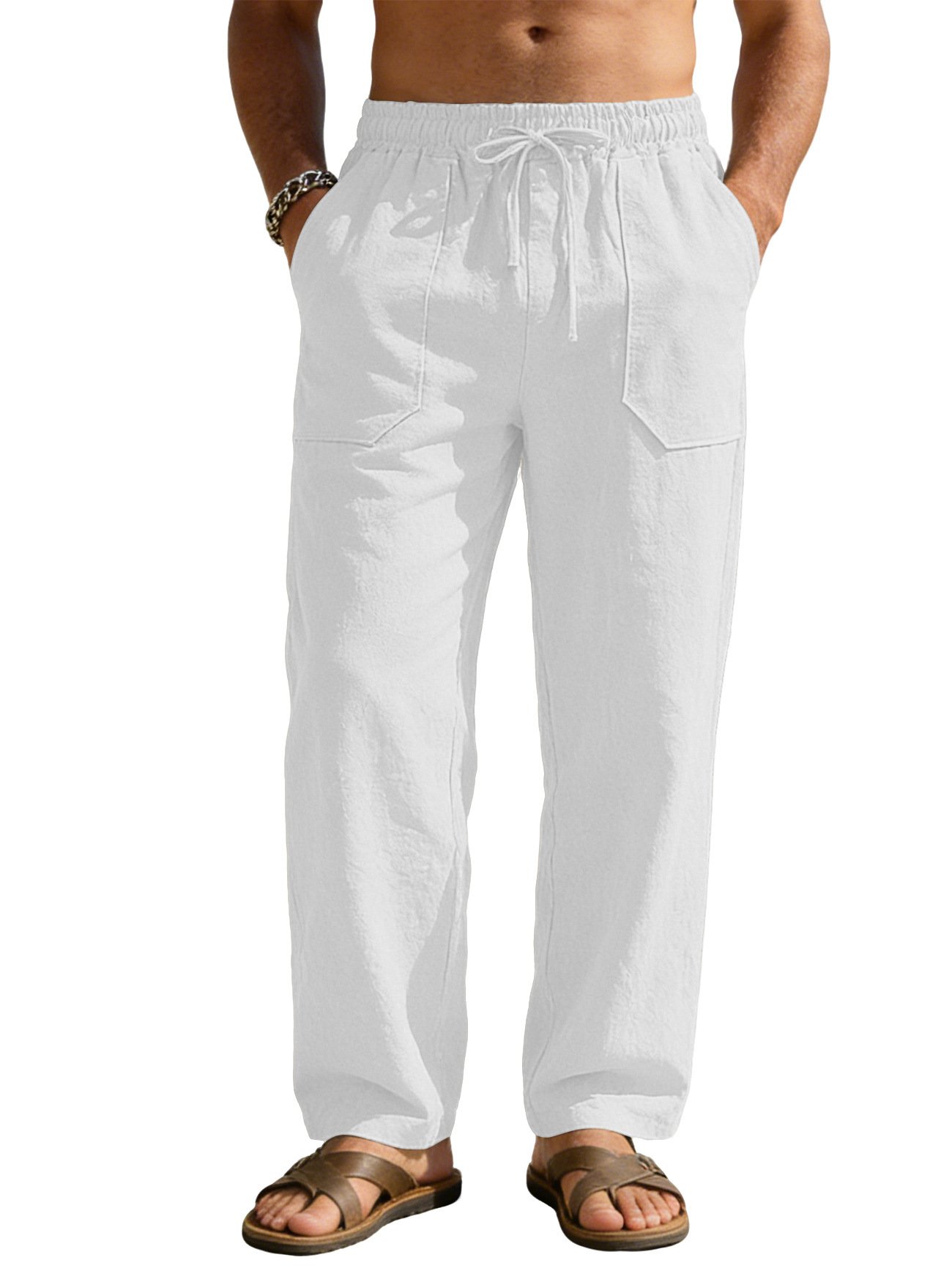 Men's Simple Cotton-Linen Loose-Flowing Wide-Leg Casual Instagram-Style Trousers - Image 5