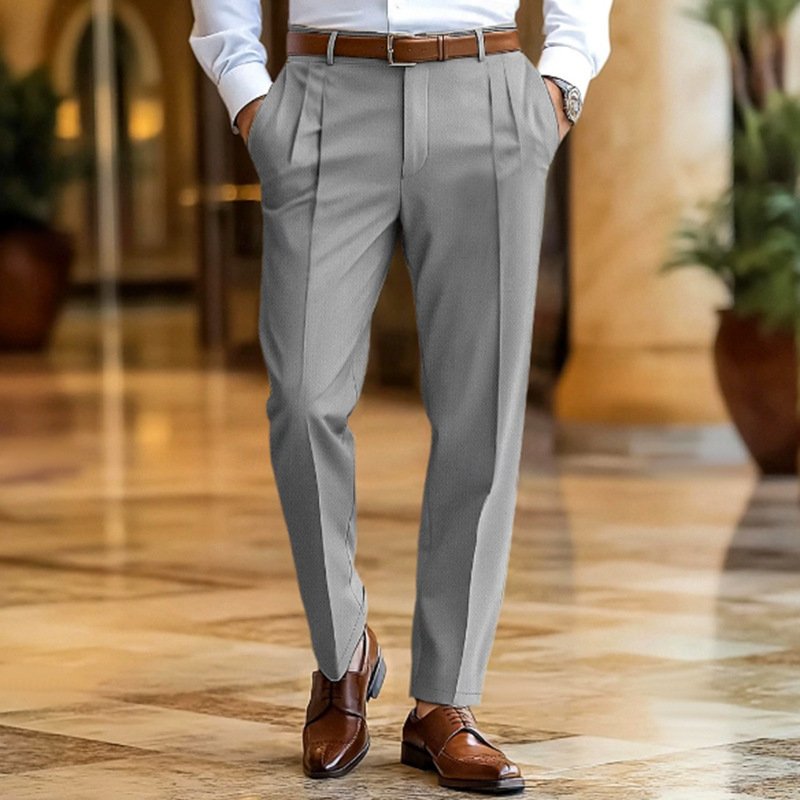 Slim Fit Solid Color Men Suit Pants - Image 2
