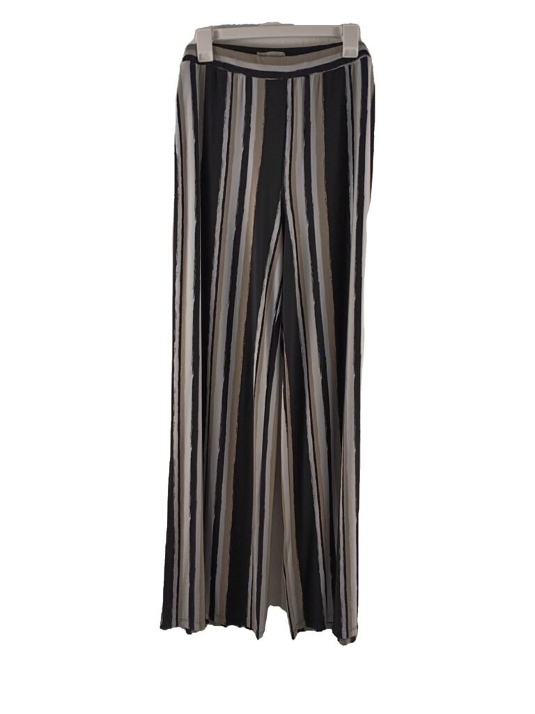 Cato Black, White & Taupe Striped Pull-On Palazzo Pants Women Size 14/16W