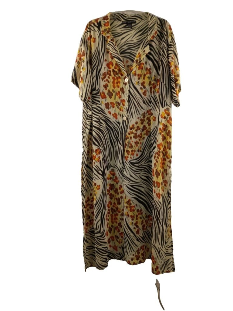 Mlle Gabrielle VTG Plus Size 22 Zebra Floral Side Split Button Up Cardigan