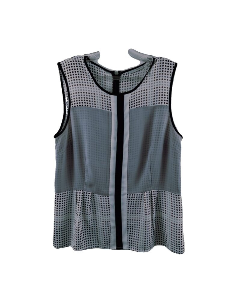 Halogen Sleeveless Petite Medium Gray Colorblock Polka Dot Women Tank Top Blouse
