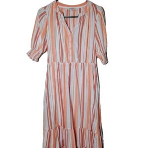 Harlow & Rose Striped Pelham Puff Short Sleeves Midi Dress size Medium