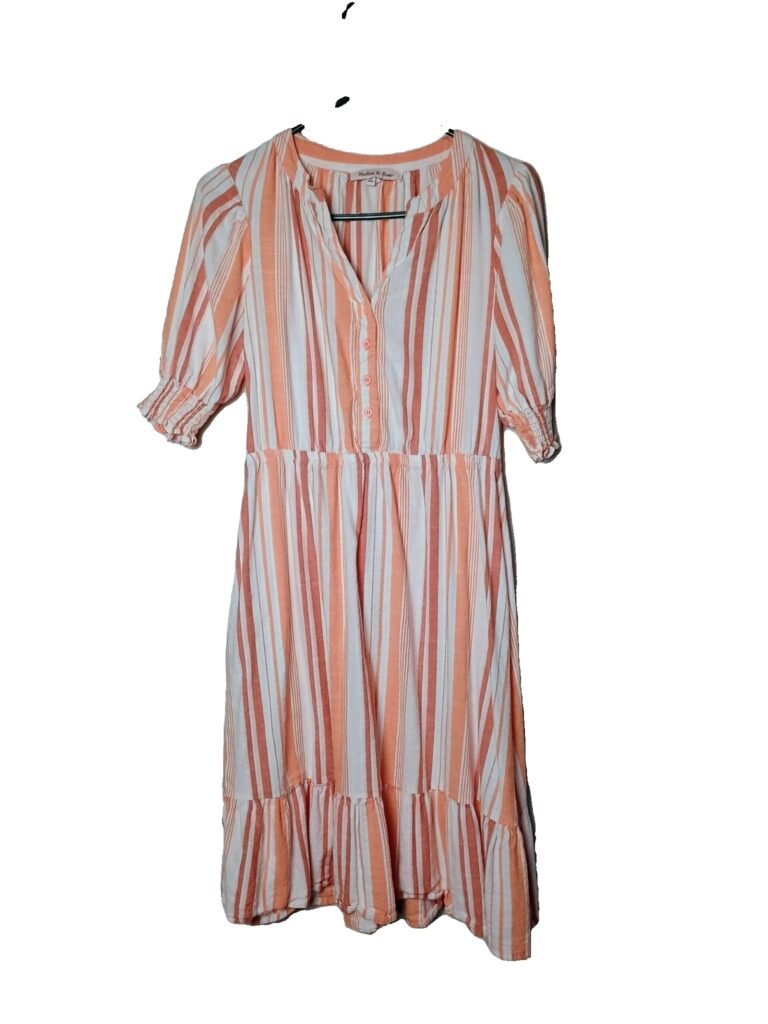 Harlow & Rose Striped Pelham Puff Short Sleeves Midi Dress size Medium