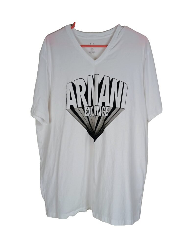 Armani Exchange Bold Logo Short Sleeves T-shirt | Size XXL | White & Bla…