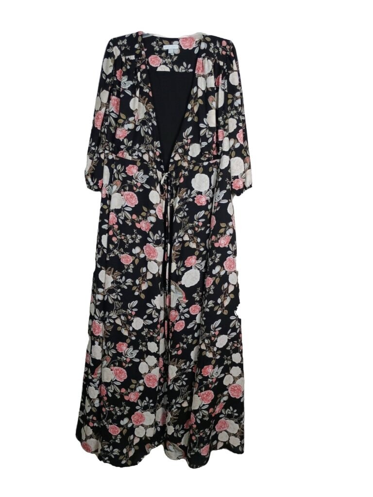 New York & Company 3/4 Sleeve Wrap Maxi Wrap Cardigan Dress - Medium