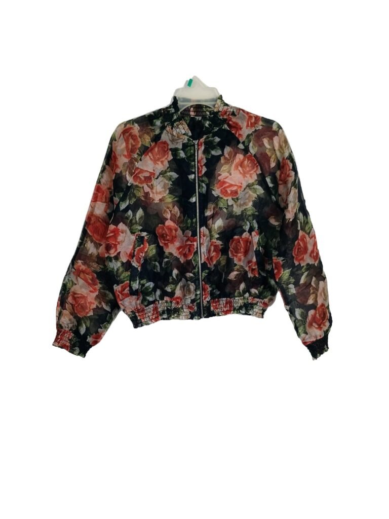 Live 4 Truth Sheer Floral Zipper Women Jacket with Elastic Cuffs | Large
