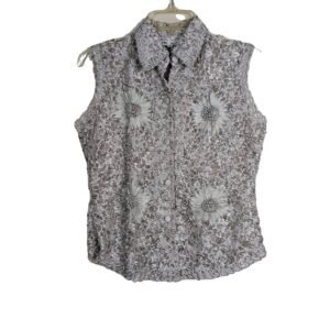 MK Solo Sleeveless Embroidered Collared Button Down Women Top - Size 2