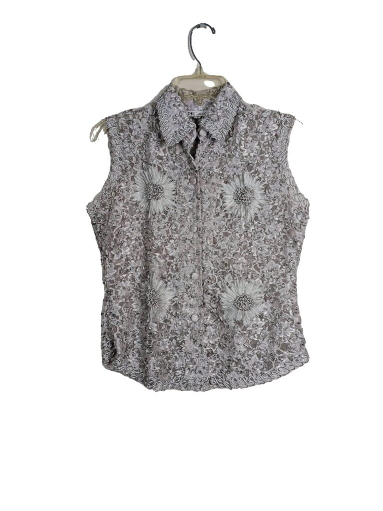 MK Solo Sleeveless Embroidered Collared Button Down Women Top - Size 2