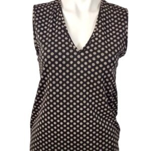 DKNY Sleeveless V-neckline Polka Dot Women Tank Top | Medium | Black