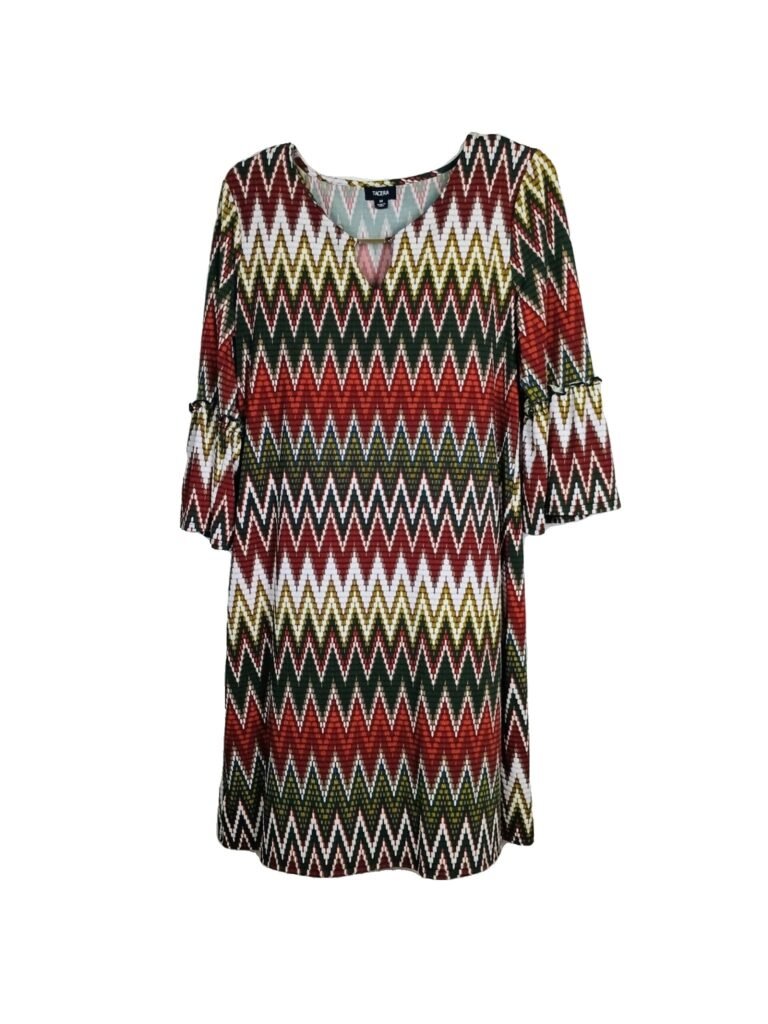 Tacera Round neckline Retro Shift Dress with Bell Sleeves - Medium
