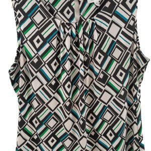 Calvin Klein Sleeveless Geometric Print Top - Black, White & Green Women Size XL