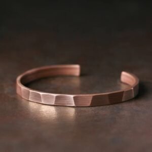 Copper Stainless Steel Brushed Faceted Cuff Bracelet