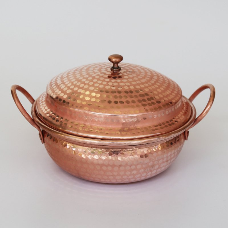 Artisan Hammered Copper Casserole & Serving Pot - Image 3