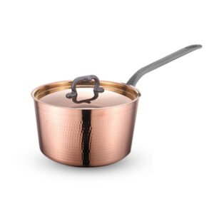 Artisan Hammered Pure Copper Saucepan Pot with Lid