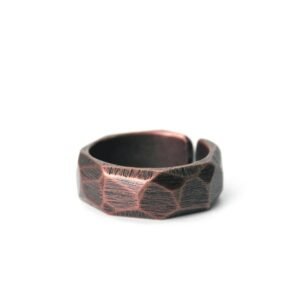 Vintage Artisan Faceted Vintage Solid Copper Ring Band