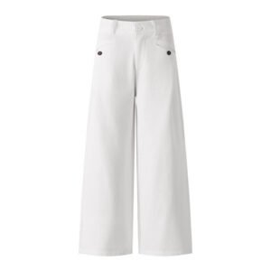 Wide Leg Mid-Waist Denim Women Pants